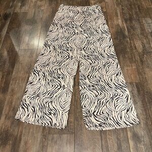 Lucy Paris Zebra Print Wide Leg Pants - Black and White